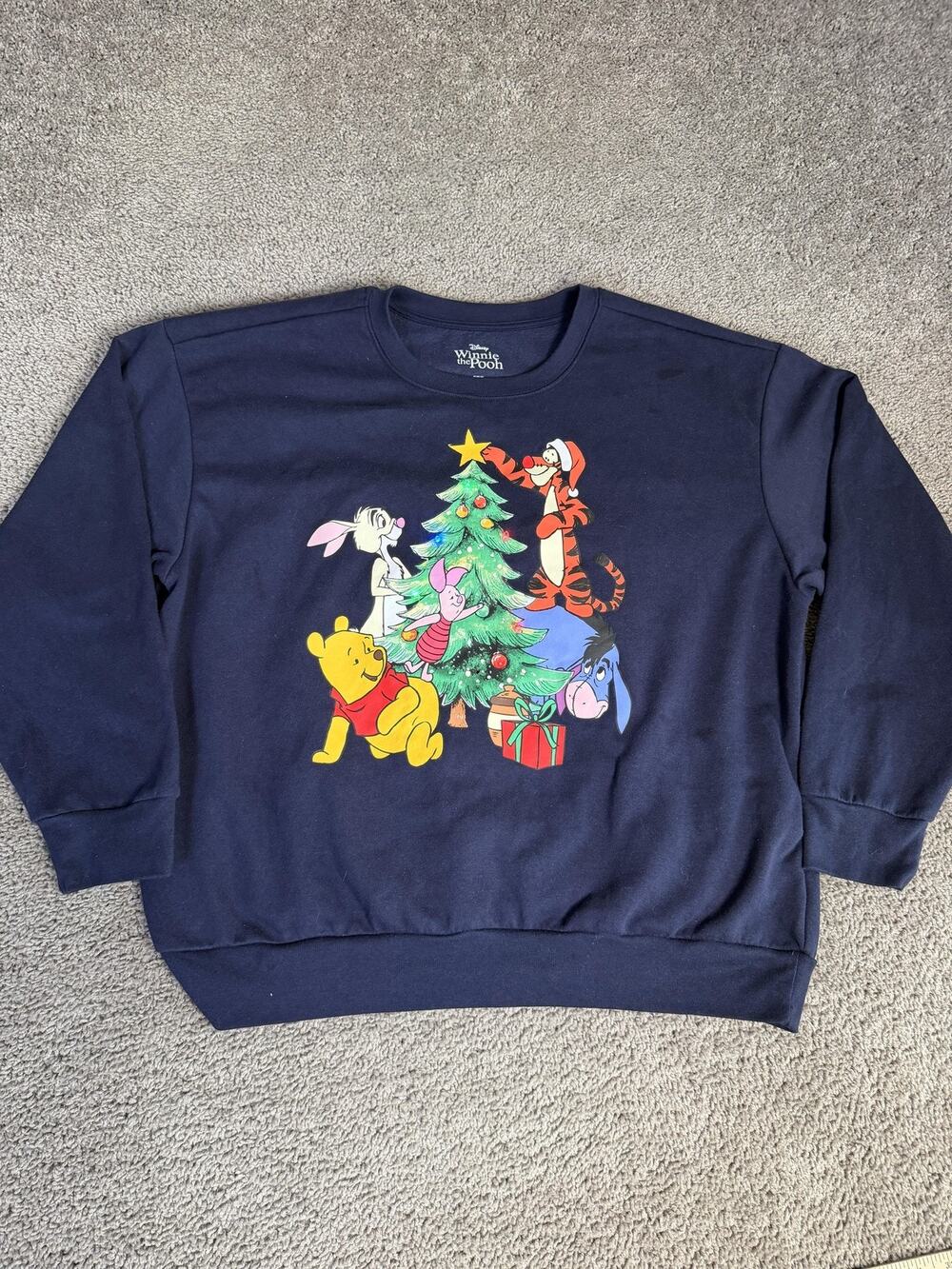 Disney Sweatshirt Mens 2XL Blue Winnie The Pooh Light Up Christmas Pullover